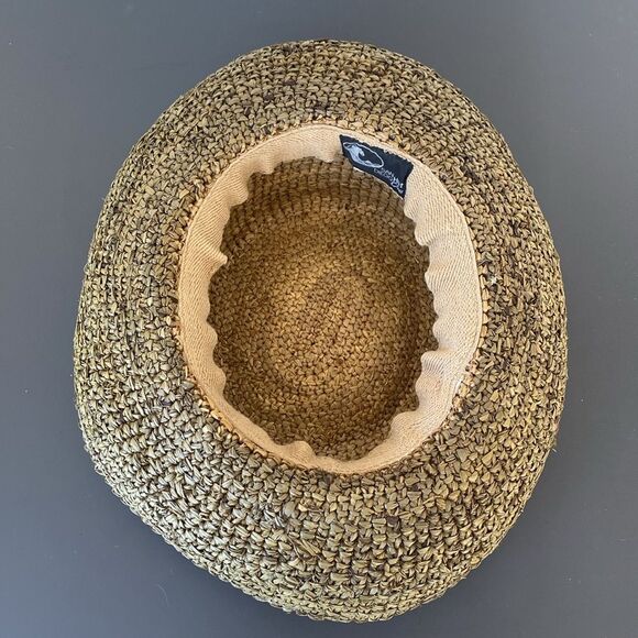 San Diego Hat Company Natural Woven Straw Hat Tan & Olive OS Beach Boho Vacation